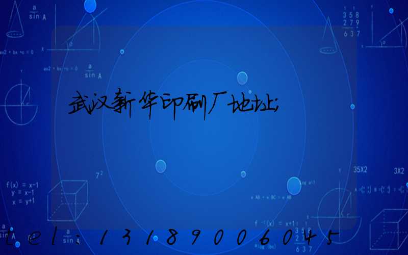 武汉新华印刷厂地址